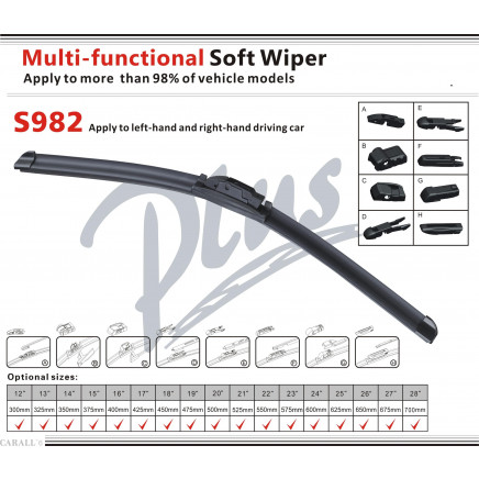 Clear View Soft Wiper Blade with Multi-Functional Adaptor