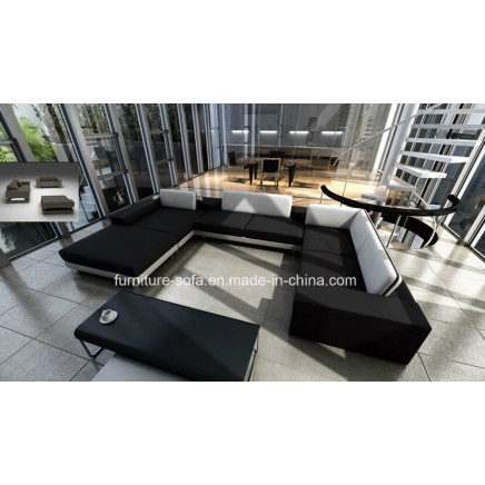 Club Fashion Furniture Low Back Italy Leather Sofa with Ottoman (SF159)