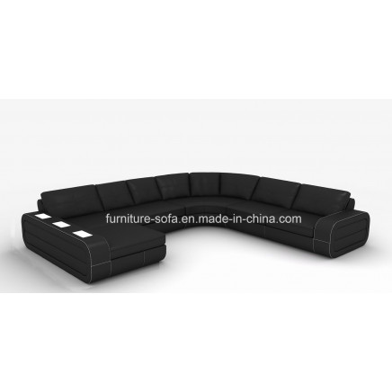 Club Modern Furniture Black Import Top Leather Sofa (SF204)