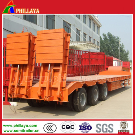 Construction Machinery Transporting 3 Axles Low Bed Semi-Trailer for Sale