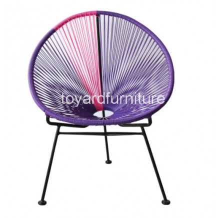 Contemporary European Style Rattan Metal Lounge Chair