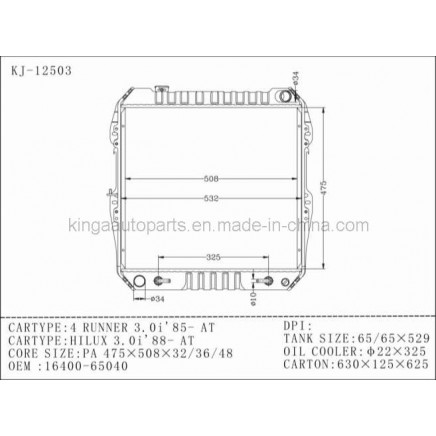 Cooling System Auto Radiator for 4 Runner 3.0i' 85- at