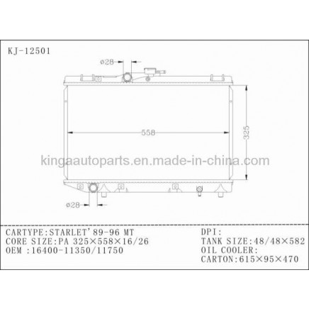 Cooling System Auto Radiator for Starlet' 89-96 Mt