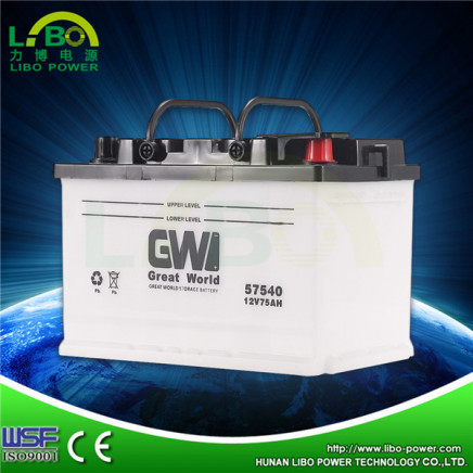 DIN Standard-Dry Charged Auto Car Battery with 12V75ah