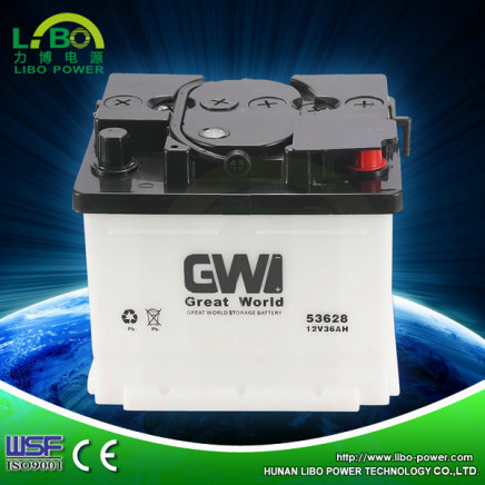 DIN Standard Vehicle 12V36ah Dry Charged Lead Acid Car Battery