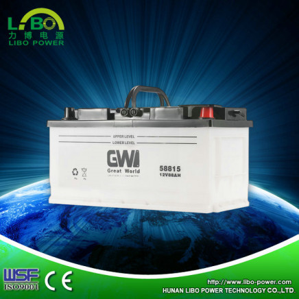 DIN88 12V Lead Acid Dry Charged Vehicle Battery