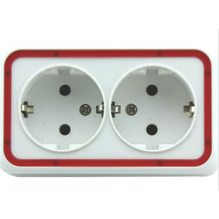 Double Wall Mount Socket Outlet, Surface Mounted Wall Socket
