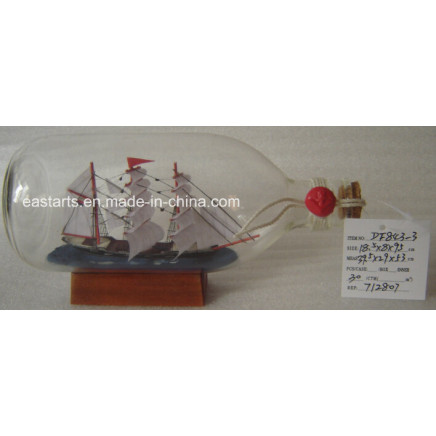 Drift Glass Bottle Wooden Decoration Marine Gifts (DF843-3)