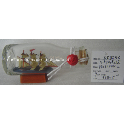 Drift Glass Bottle Wooden Decoration Marine Gifts (DF863C)