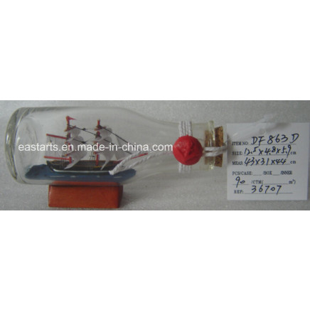 Drift Glass Bottle Wooden Decoration Marine Gifts (DF863D)