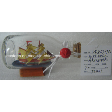 Drift Glass Bottle Wooden Decoration Marine Gifts (DF867-7A)