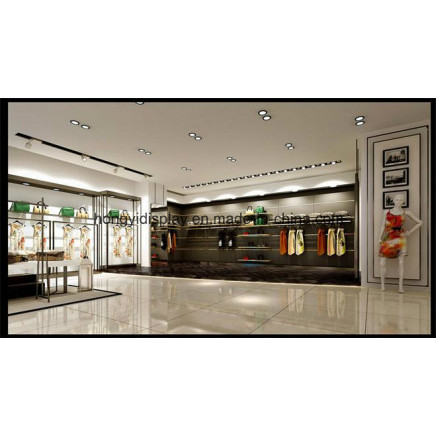 Elegant Wall Mounted Metal Garment Display Rack for Ladies Clothes Shop Design