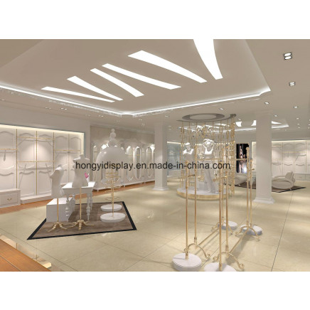 Elegant Wall Mounted Metal Garment Display Rack for Ladies Clothes Shop Design