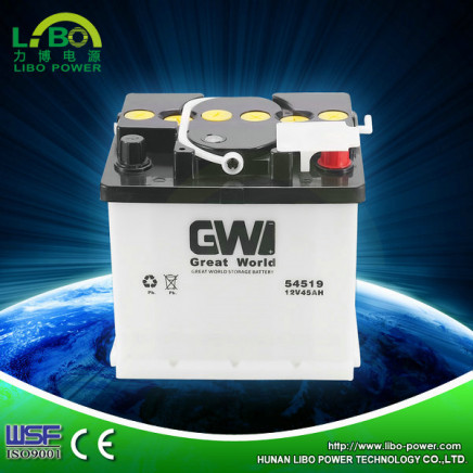 European Standard 12V 45ah DIN45 Dry Charged Car Battery