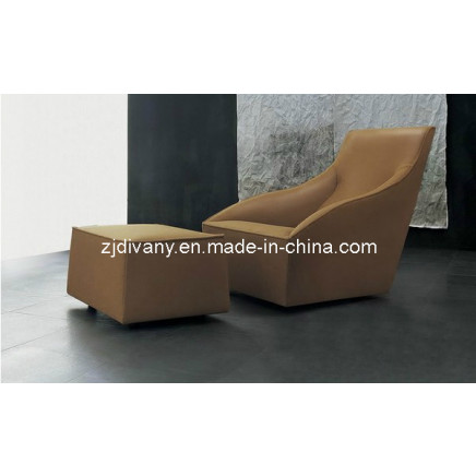 European Style Leather Single Sofa Wit Footrest (D-54-1 & 2)