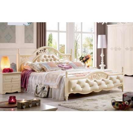 European Style White Oak Wood Bed (JB-8118)