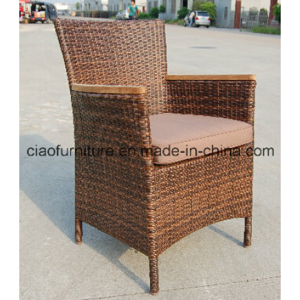 F -C-2019b Outdoor Garden Rattan Dining Arm Teakwood Chair