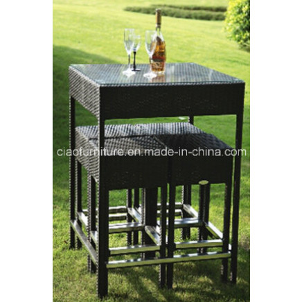 F-Gt5089+ Gt3078 Saving Space Outdoor Patio Bar Rattan Bar Set