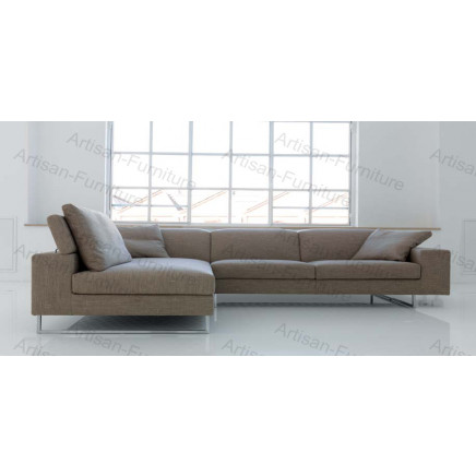 Fabric Leather Corner Sofa for Home Bedroom Living Hotel Room Modern Look Furniture (JP-SF-075)
