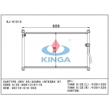 Factory Sell Honda Auto Condenser for Crv'97/Rd1/Acura Integra'97