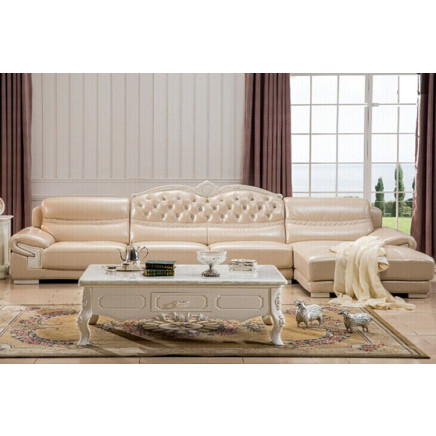 Fashion White Leather Corner Sofa (SQL-852)