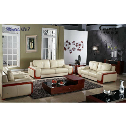 Fashion Wooden Leather Sofa Furniture (AFT-1267)