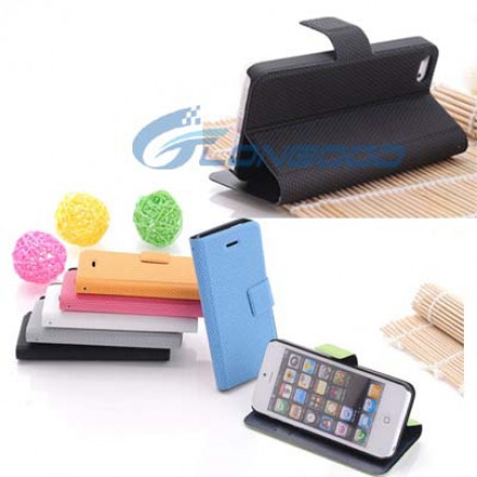 Football Pattern Horizontal Flip Button Leather Case with Credit Card Slots & Holder for iPhone 5 5g