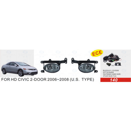 Front Fog Lamp for Honda Civic 2-Door 2006-2008 (U. S. Type)