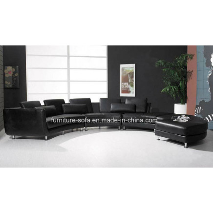 Furniture High Back Wood Genuine Leather Sofa (S031)