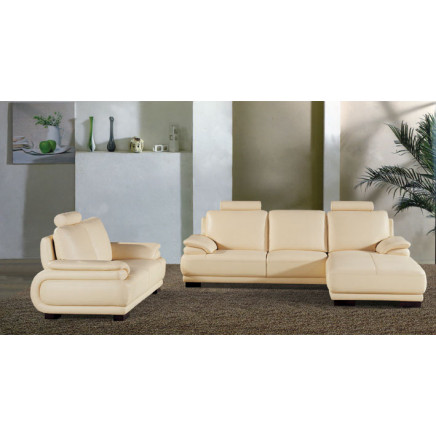 Furniture Hot Cream Leather Sofa with Armrest (S058)