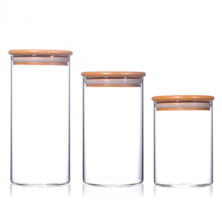 Glass Canister Set with Bamboo Lid