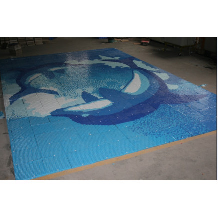 Glass Mosaic, Blue Swimming Pool Design Mosaic