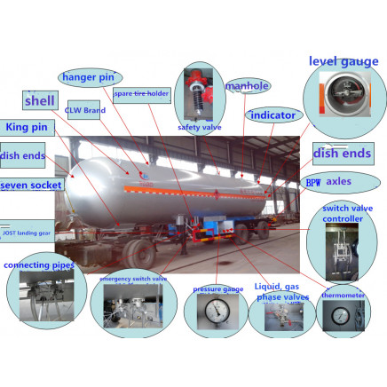 Heavy Duty 40m3 54m3 56m3 60m3 LPG Tank Semi Trailers