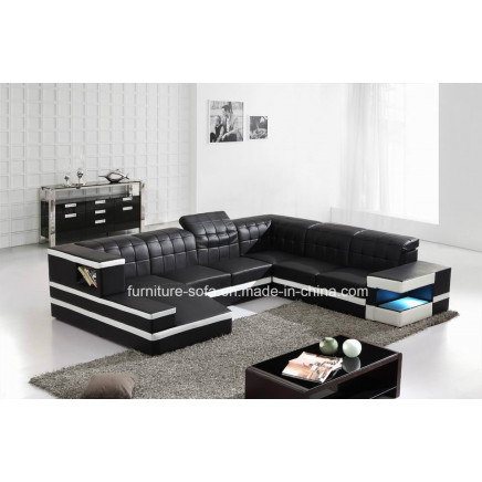 High Density Sponge Corner Italy Leather Sofa with Lockers (S071)