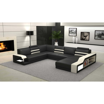 High-Grade Modern Nice Italy Big Feature Leather Sofa with Lockers (S111)