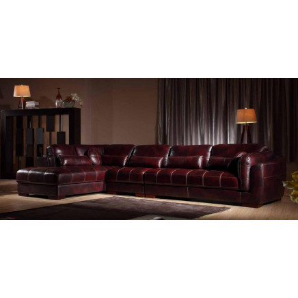 High Quality Italian Leather Sectional Sofa Furniture with Chaise (N828)