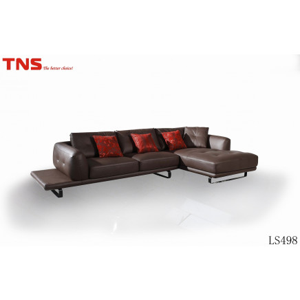 Home Furniture Genuine Corner Leather Sofa with Metal Leg (LS498)