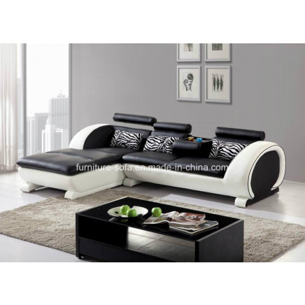 Home Furniture Round Armrest Leather Sofa Set (S014)