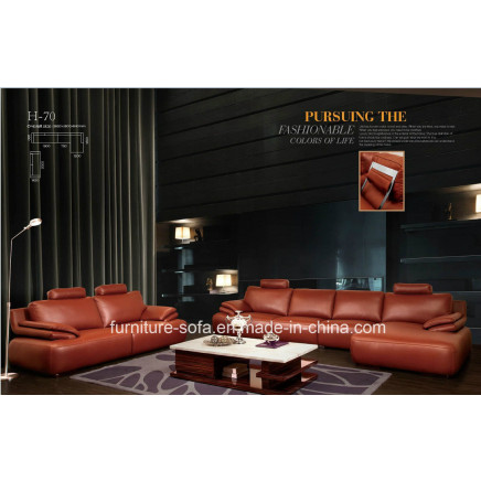 Hot Sales Furniture Chaise 3seat Top Chinese Leather Sofa (S03)