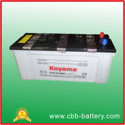 Hot Sell 12V 150ah Dry Charged Car Battery JIS Standard N150 Battery