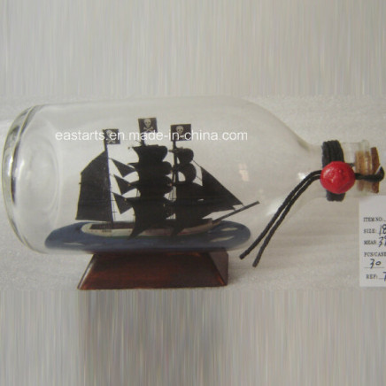 Interesting Drift Bottle with a Tiny Black Boat Inside (DF843-6)