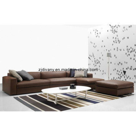 Italian Modern L Shape Leather Sofa (D-63)