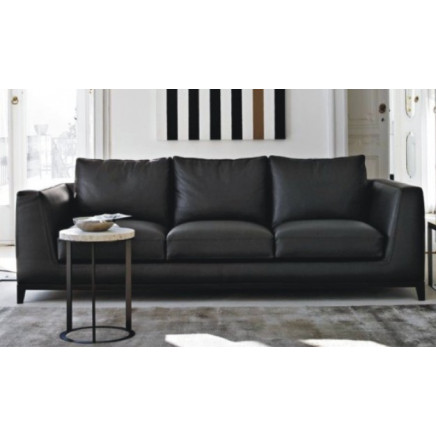Italian Style Black Leather Sofa (D-69-C)