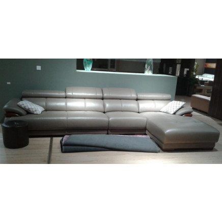 L Shape Wooden Leather Sectional Sofa Set (N852)