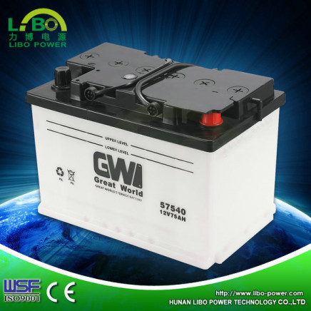 Lead Acid Dry Charged Storage Auto Car Battery---DIN75 12V 75ah
