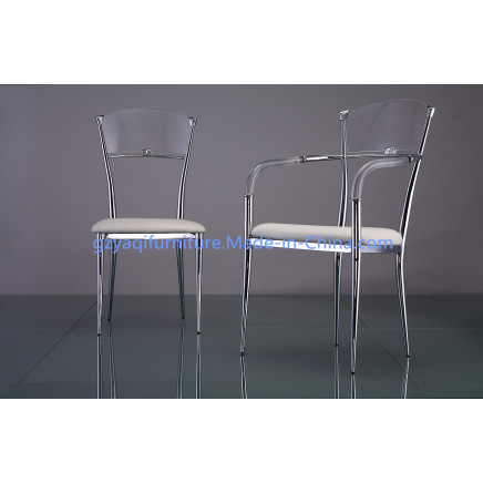 Leisure Restaurant Acrylic Dining Chair with Armrest