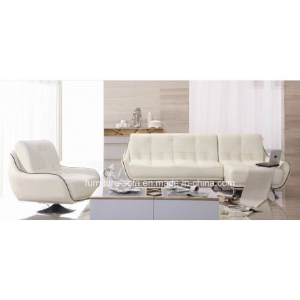 Living Room Furniture White Leather Sofa Set (SO13A)