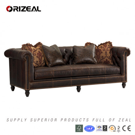Living Room Manchester Leather Sofa (OZ-SF-031)