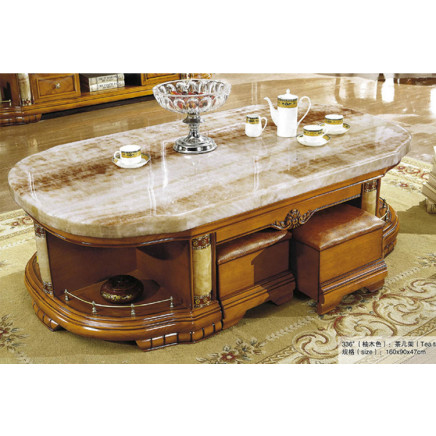 Living Room Solid Wood Marble Top Tea Table (TM-336)
