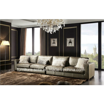 Lovely Office Home Furniture 4seat Top Leather Sofa (K17)